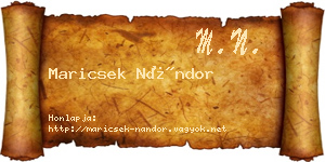 Maricsek Nándor névjegykártya